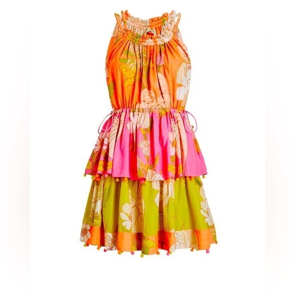 Farm Rio Mixed Neon Garden Minidress, Multi Neon, size S NWOT
